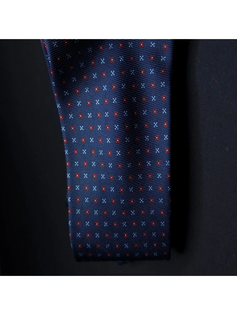 Men’s Luigi Borrelli Napoli Navy Blue Silk Geometric Tie